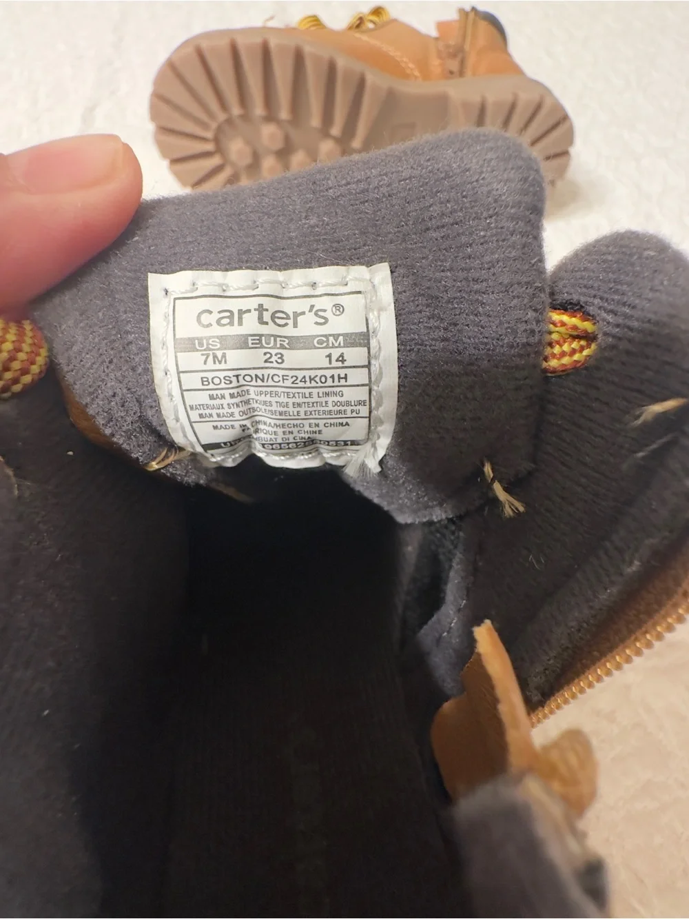 Carter's Brown Tan Kids Lace-Up Ankle Boots - Size 7
